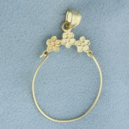 Flower Charm Holder Pendant In 14k Yellow Gold