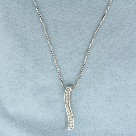Italian Diamond Journey Necklace In 14k White Gold