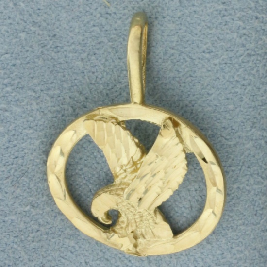 Diamond Cut Eagle Pendant In 14k Yellow Gold