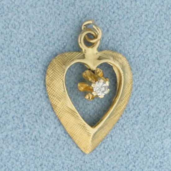 Diamond Heart Charm Or Pendant In 14k Yellow Gold