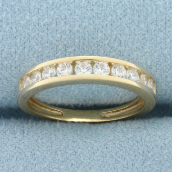 Cz Channel Set Wedding Band Ring In 14k Yellow Gold