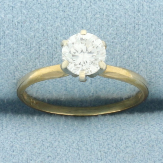 Diamond Solitaire Engagement Ring In 14k Yellow Gold
