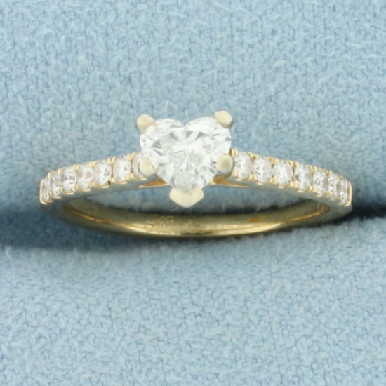 Heart Diamond Engagement Ring In 14k Yellow Gold