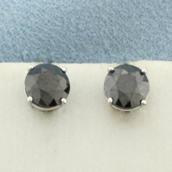 Black Diamond Stud Earrings In 14k White Gold