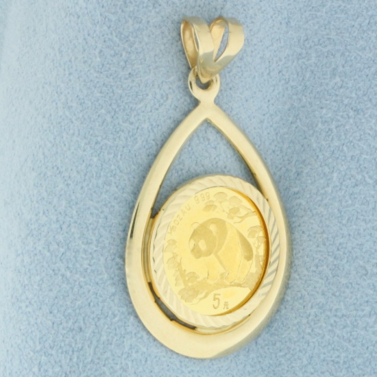 Chinese Gold Panda Coin Pendant In 14k Yellow Gold Mounting