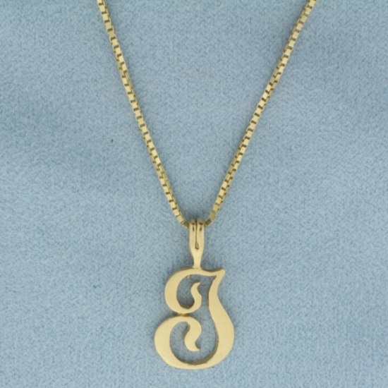 J Initial Necklace In 14k Yellow Gold