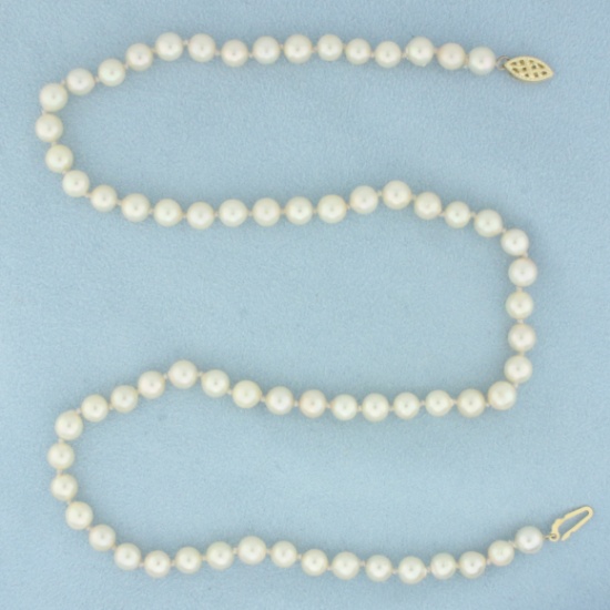 Cultured Akoya Pearl Strand Necklace With 14k Yellow Gold Filigree Clasp