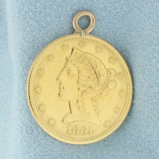 Five Dollar Gold Liberty Head Coin Pendant