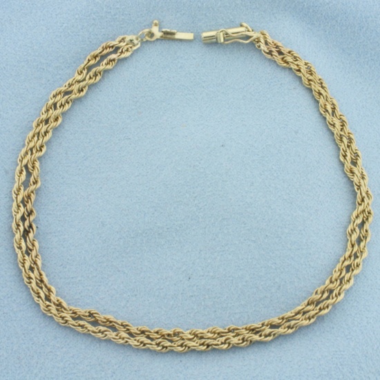Double Rope Bracelet In 10k Yellow Gold