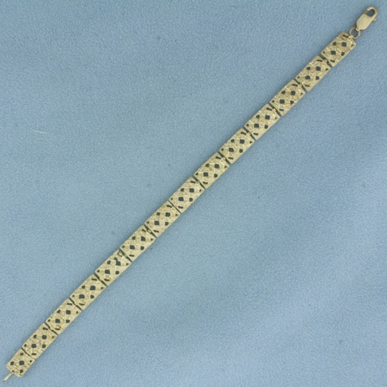 Diamond Cut Basketweave Link Bracelet In 10k Yellow Gold