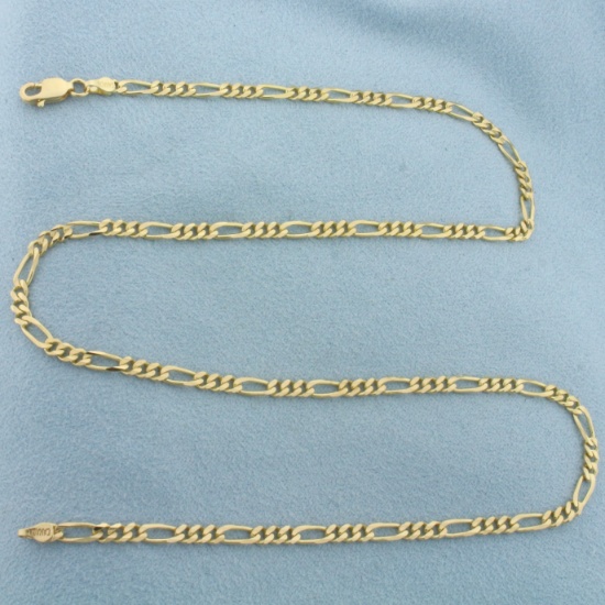 17 Inch Figaro Link Chain Necklace In 14k Yellow Gold