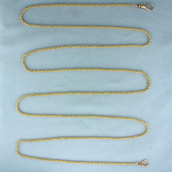 48 Inch Rope Link Chain Necklace 14k Yellow Gold