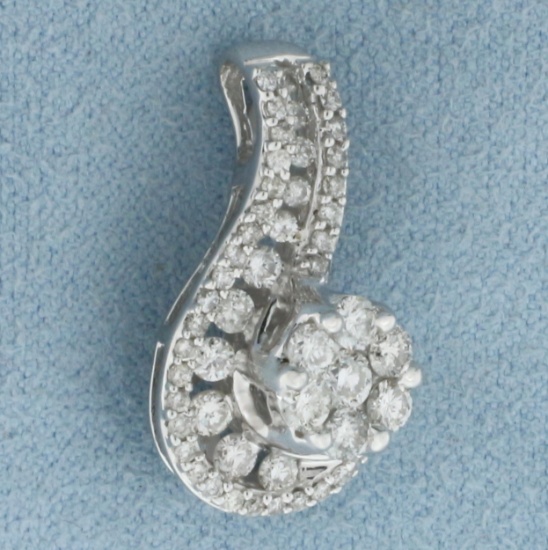 Diamond Swoop Pendant In 14k White Gold