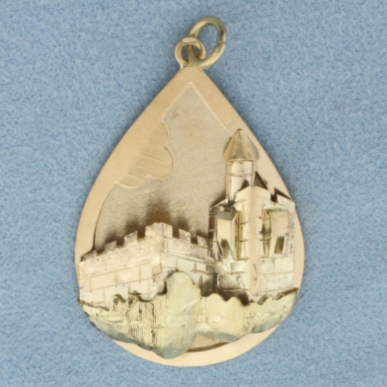 Tower Of David Jerusalem Israel Charm Or Pendant In 14k Yellow Gold