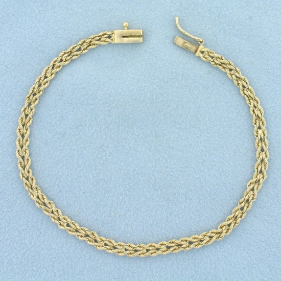 Double Rope Link Bracelet In 14k Yellow Gold