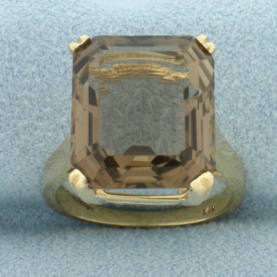 Smoky Topaz Statement Ring In 14k Yellow Gold