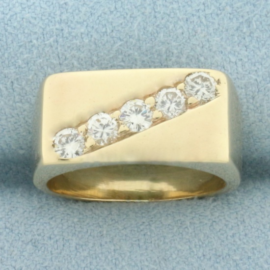 Diagonal Diamond 5-stone Ring In 14k Yellow Gold
