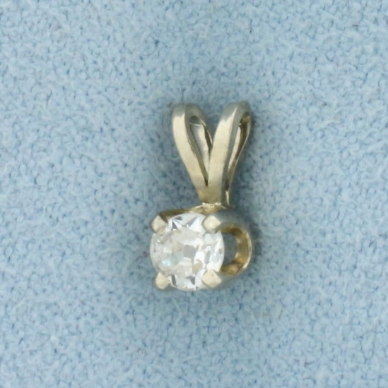 Old European Cut Diamond Solitaire Pendant In 14k White Gold