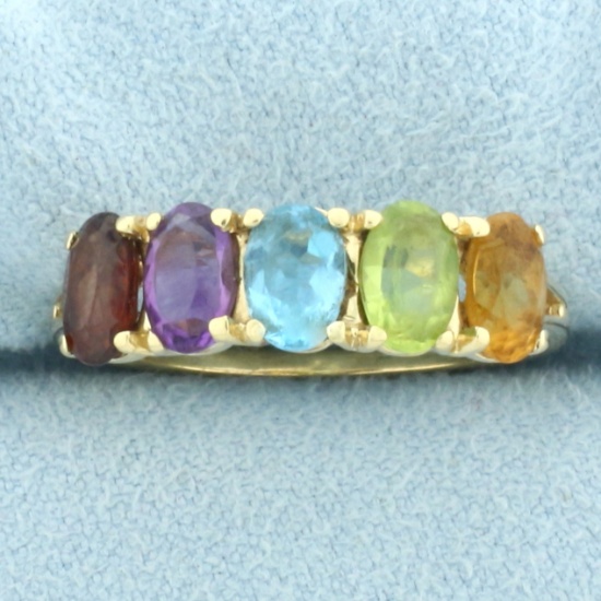 Rainbow Gemstone Ring In 14k Yellow Gold