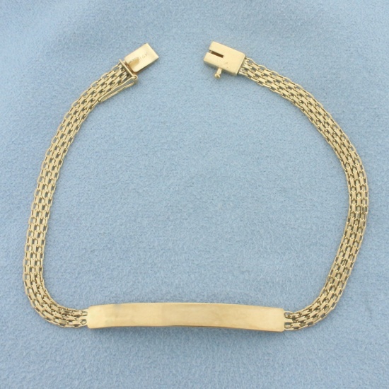 Engravable Bismark Link Id Bracelet In 14k Yellow Gold