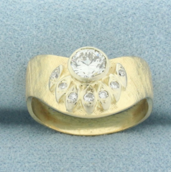 Diamond Swoop Ring In 14k Yellow Gold