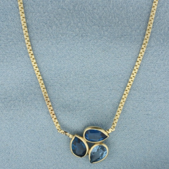 London Blue Topaz Necklace In 14k Yellow Gold