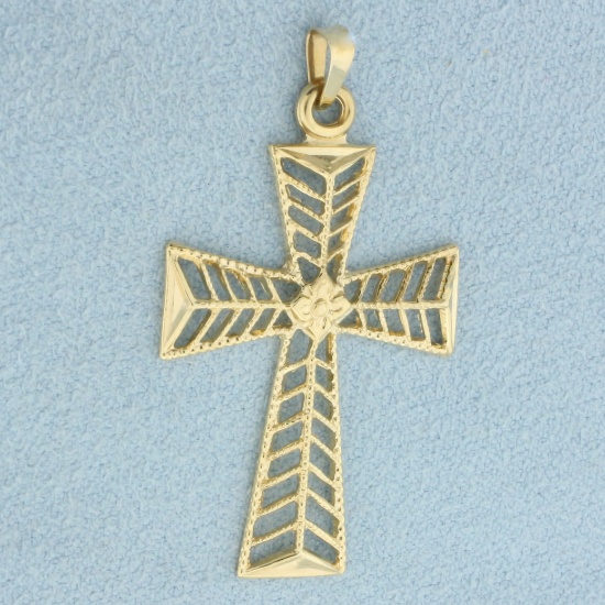 Unique Cross Pendant In 14k Yellow Gold