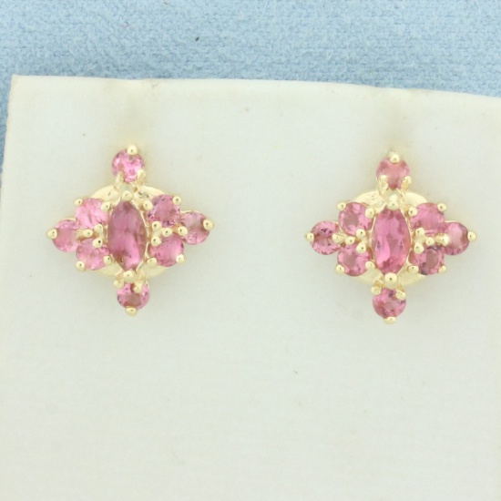 Morganite Earrings In 14k Yellow Gold