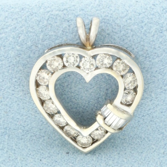 Diamond Heart Pendant In 14k White Gold