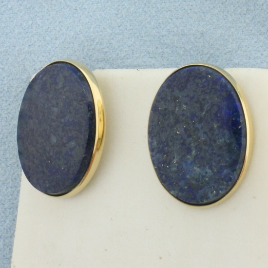 Dolan Bullock D&b Lapis Lazuli Button Earrings In 14k Yellow Gold