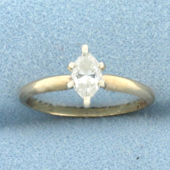 Marquise Diamond Solitaire Engagement Ring In 14k Yellow Gold