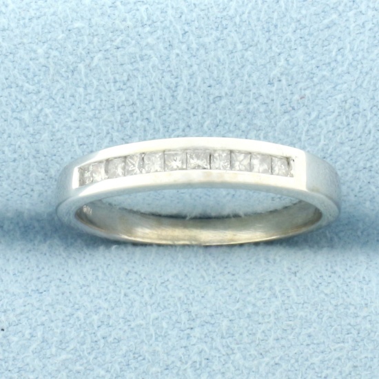 Princess Cut Diamond Wedding Or Anniversary Band Ring In 10k White Gold
