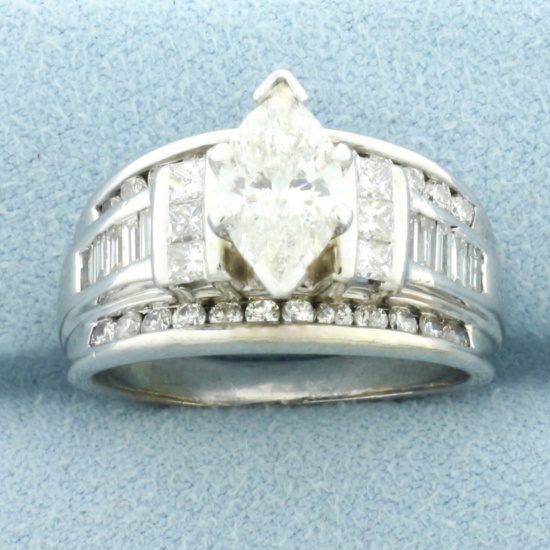 Marquise Diamond Engagement Ring In 14k White Gold