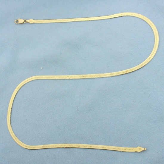 Italian Herringbone Link Chain Necklace In 14k Yellow Gold