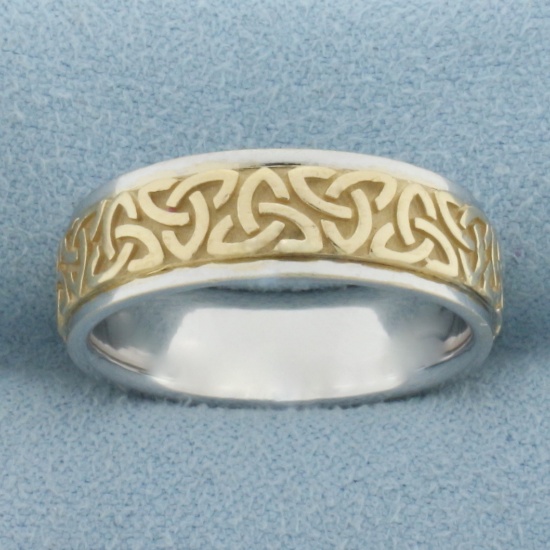 2-tone Comfort Fit Wedding Band Ring In 14k White And Yellow Gold