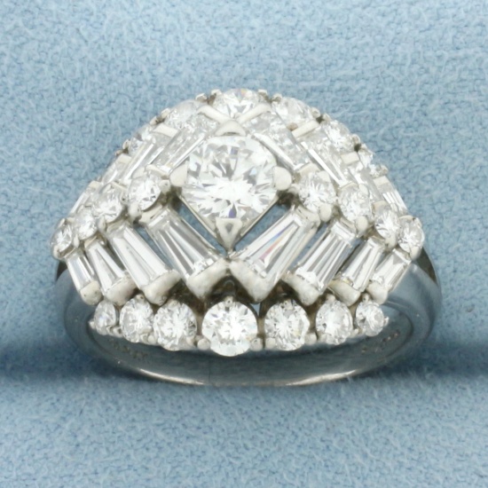 4ct Baguette And Round Diamond Cocktail Ring In Platinum