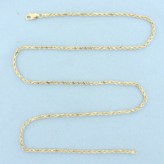 20 Inch Diamond Cut Rope Link Chain Necklace In 14k Yellow Gold