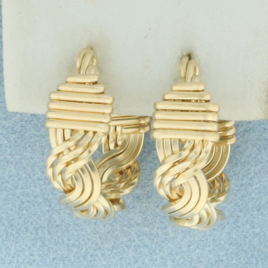 Designer Woven Hoop Earrings In 10k Yellow Gold