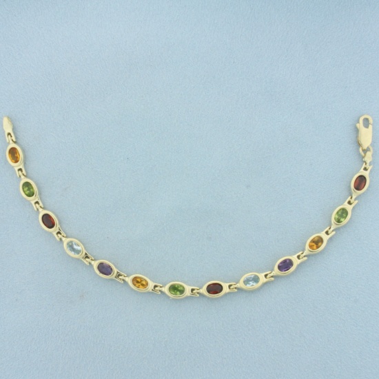Rainbow Gemstone Bracelet In 14k Yellow Gold