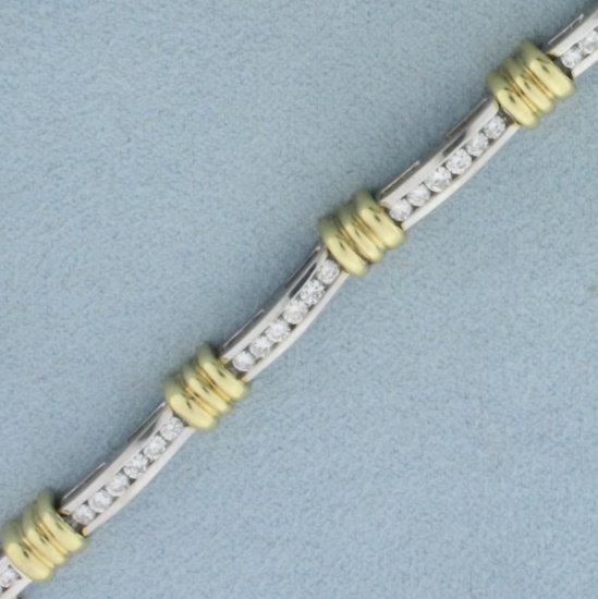 Two Tone Diamond Tennis Bracelet In 18k White And Yellow Gold
