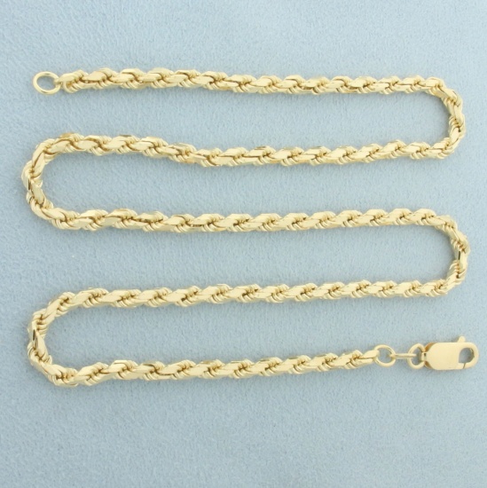 18 Inch Solid Rope Link Chain Necklace In 14k Yellow Gold