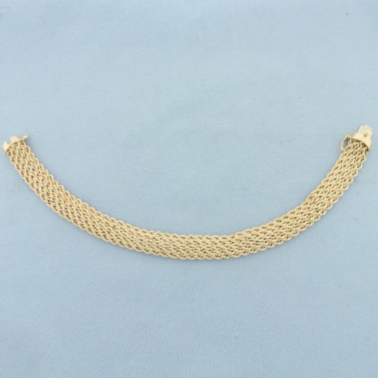 Wide Rope Link Bracelet In 14k Yellow Gold