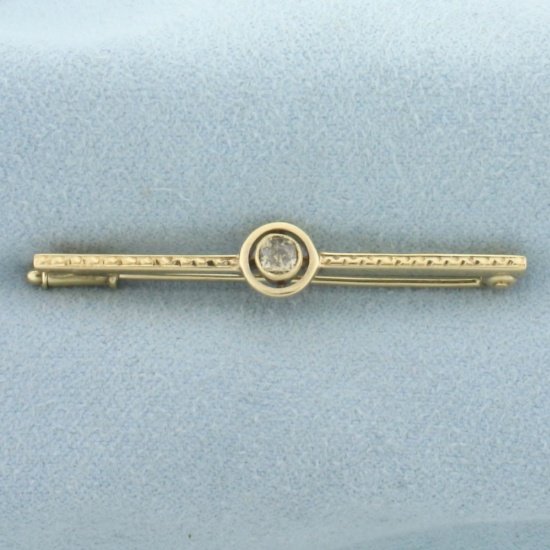 Antique Old European Cut Diamond Pin Brooch In 14k Yellow Gold