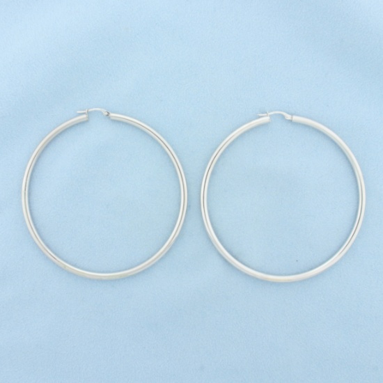 Large Hoop Earrings In 18k White Gold