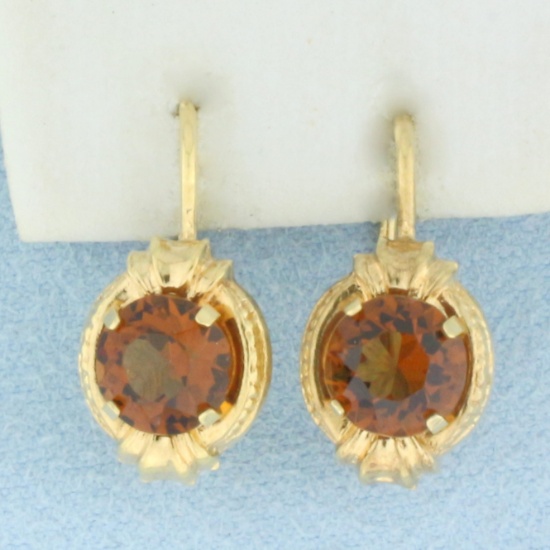 Italian Spessartine Gemstone Drop Earrings In 18k Yellow Gold