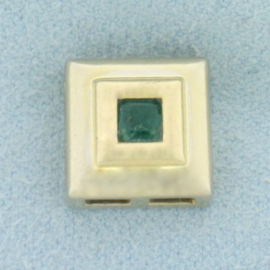 Natural Untreated Emerald Pendant In 14k White And Yellow Gold