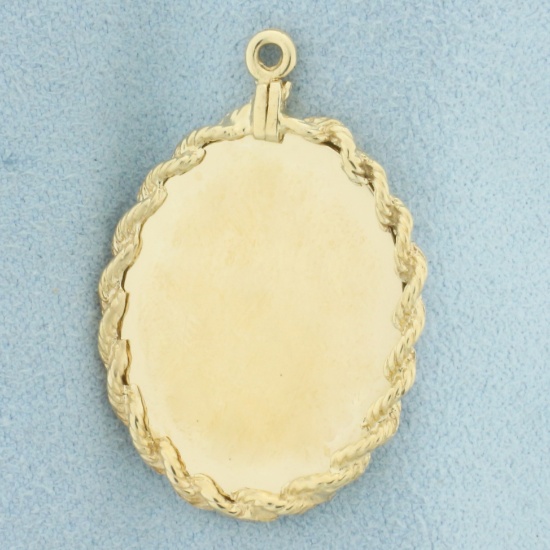 Engravable Oval Pendant Or Charm In 14k Yellow Gold