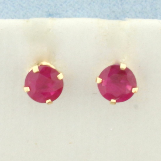 Ruby Stud Earrings In 14k Yellow Gold