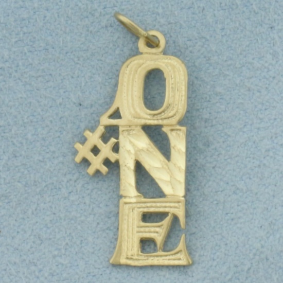 Number One Charm Or Pendant In 14k Yellow Gold