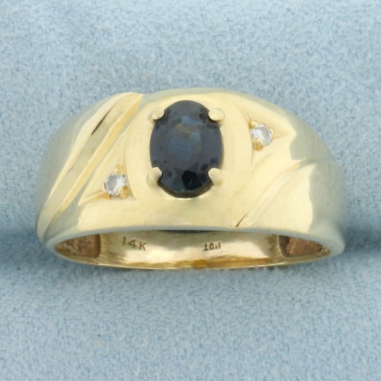Sapphire And Diamond Ring In 14k Yellow Gold